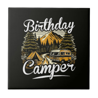 Carreau Camping de campeur d'anniversaire