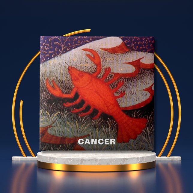 Carreau Cancer le crabe signe zodiaque fête d'anniversaire (Cancer the Crab Zodiac Sign Birthday Party Ceramic Tile)
