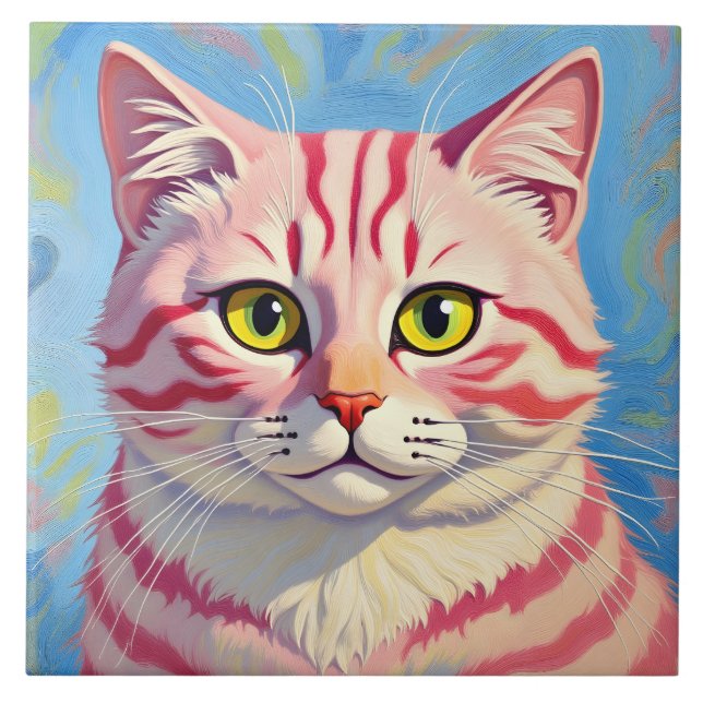 Carreau “Candice” A Cherry Striped Mystique – Cat Portrait (Devant)
