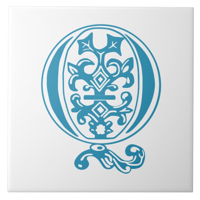 Carreau Capitale décorative botanique médiévale Q (Devant)