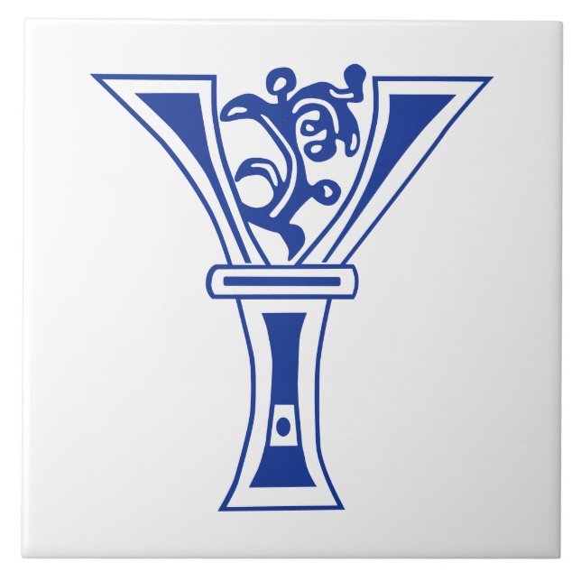 Carreau Capitale décorative botanique médiévale Y (Devant)