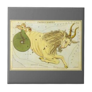 Carreau Capricorne Vintage Constellation, miroir de l'Uran