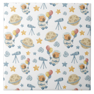 Carreau Capybara Astronaut Motif pour enfants - Carrelage