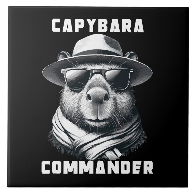 Carreau Capybara Avec Lunettes De Soleil Capy Commandant (Devant)