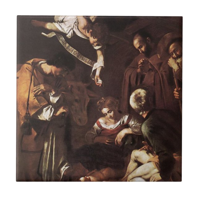 Carreau Caravaggio - nativité avec le St Francis et le St (Devant)