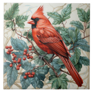 Carreau Cardinal rouge sur Berry Bush