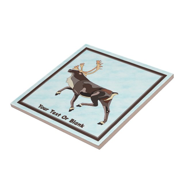 Carreau Caribou/Reindeer d'art populaire (Côté)