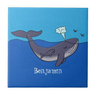 Carreau Caricature de baleine mignonne et de baleine de ve