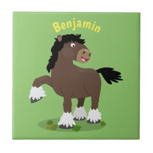 Carreau Caricature de cheval de trait de Cute Clydesdale