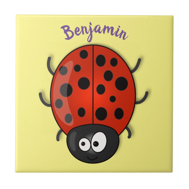 Carreau Caricature de coccinelle rouge joyeux (Devant)
