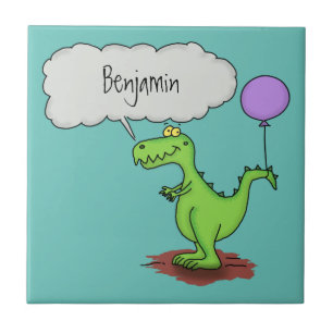 Carreau Caricature de dragon dragon drôle et vert respiran