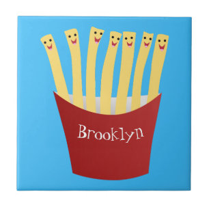Carreau Caricature de frites Cute kawaii fast food