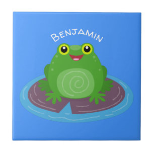 Carreau Caricature de grenouille verte mignonne