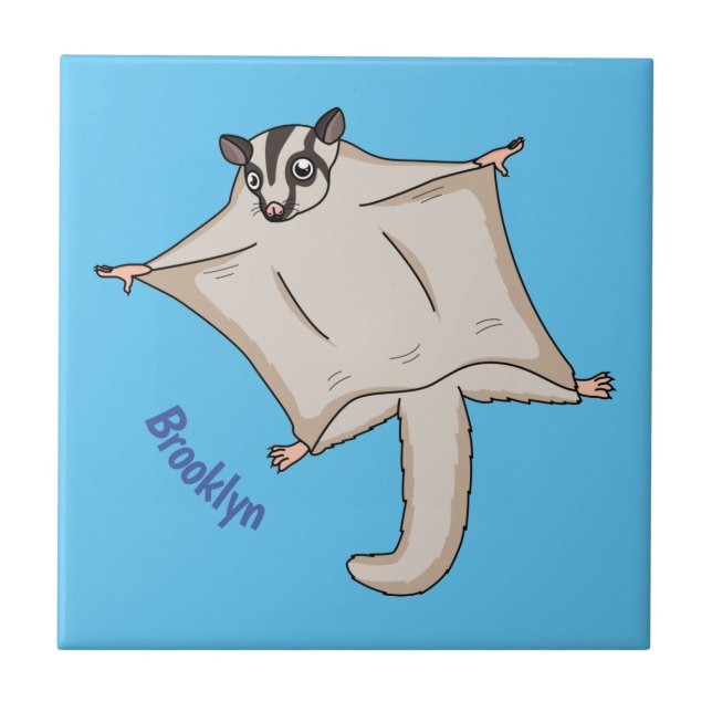 Carreau Caricature de planeur de sucre volant mignon (Devant)
