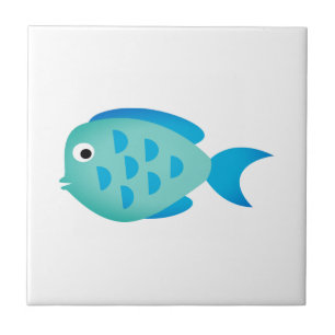 Carreau Caricature de poisson bleu personnalisées cérami