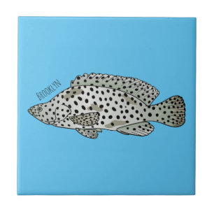 Carreau Caricature de poissons de mérou à bosse