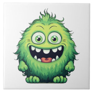 Carreau Caricature du Monstre Vert et souriant