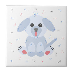 Carreau Caricature simple rose pastel pour chien coquelico