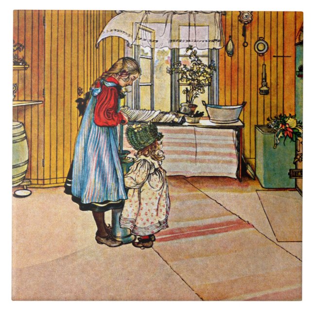 Carreau Carl Larsson peinture, The Kitchen, (Devant)