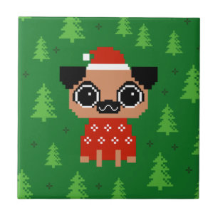 Carreau Carlin mignon Noël Vacances Drôle Chien Père Noël