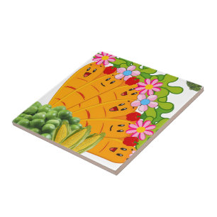 Carreau Carottes carottes en céramique Pois Vegan Floral