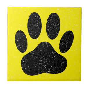 Carreau Carré Jaune Distesse Pawprint Chien