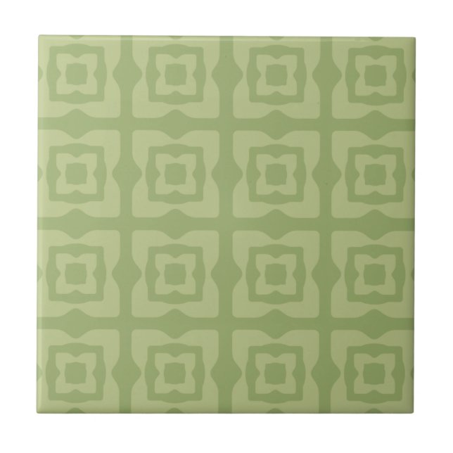 Carreau Carré moderne du Moyen-siècle Motif Chartreuse Ver (Devant)