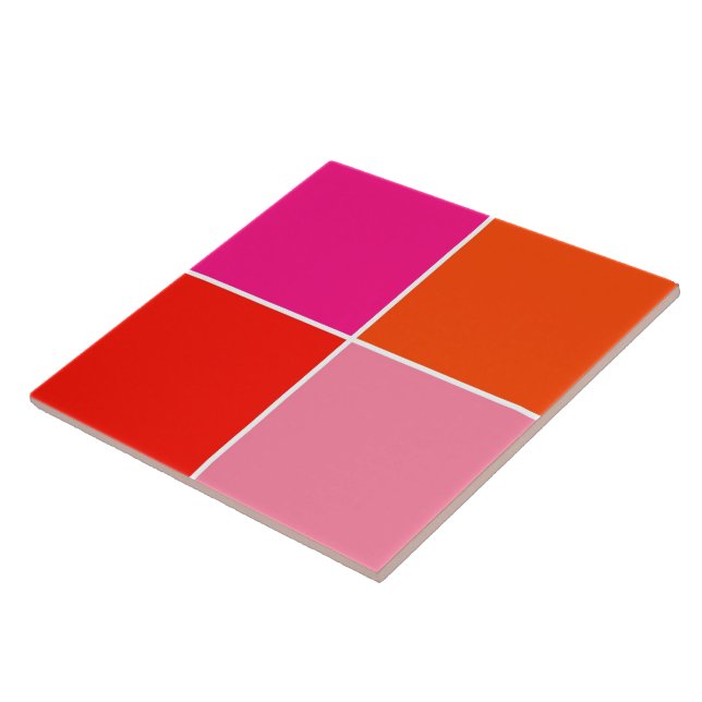 Carreau Carré rose et orange (Côté)