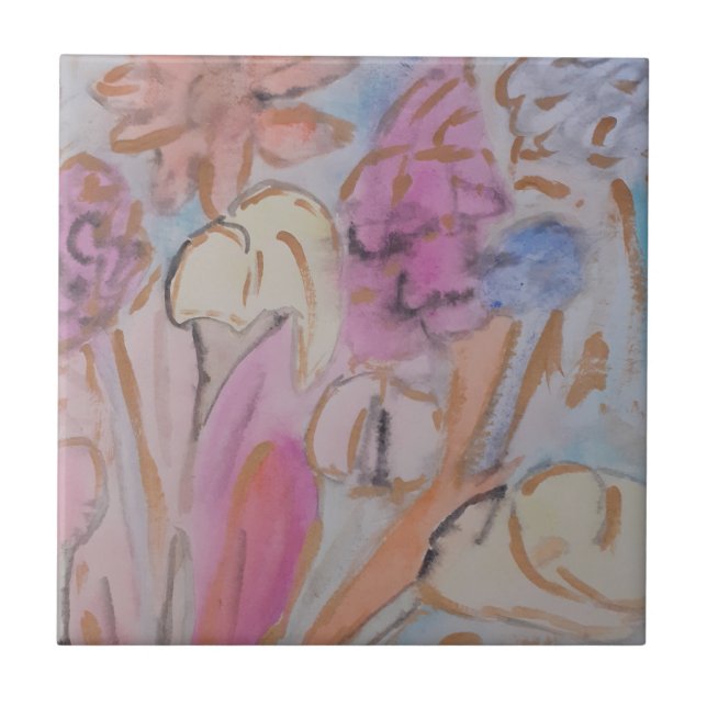 Carreau Carrelage Abstrait en céramique Pastel Floral (Devant)