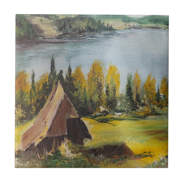 Carreau Carrelage Ann Hayes Peinture Chalet Sur Le Lac (Devant)
