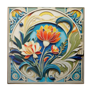 Carreau Carrelage Art Déco en céramique Fleurs Lumineuses