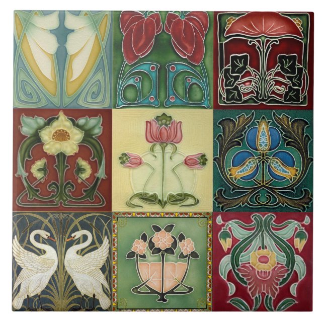 Carreau Carrelage Art nouveau cheminée décorative (Devant)