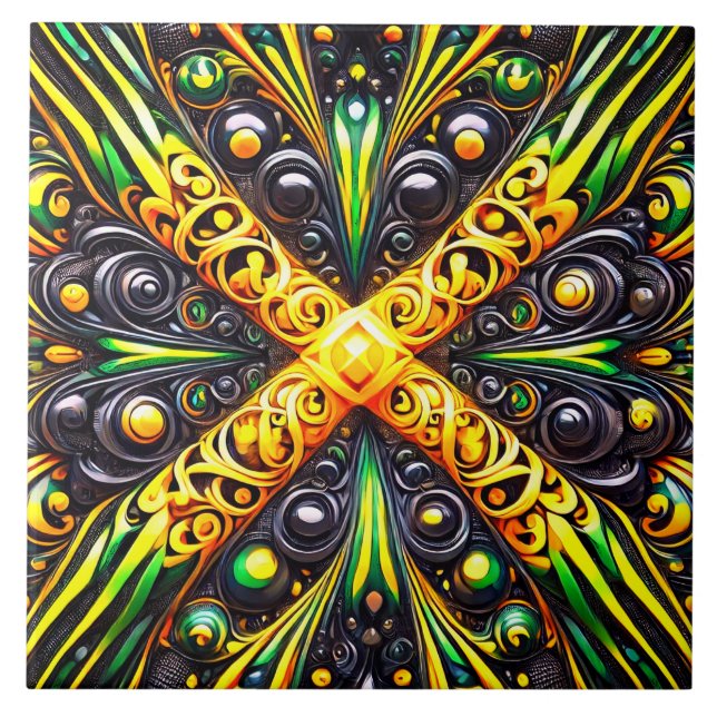 Carreau Carrelage aux couleurs jamaïcaines design moderne (Devant)