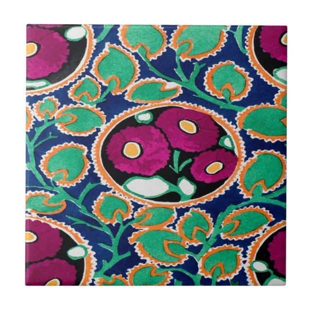 Carreau carrelage aux fleurs art déco (Devant)