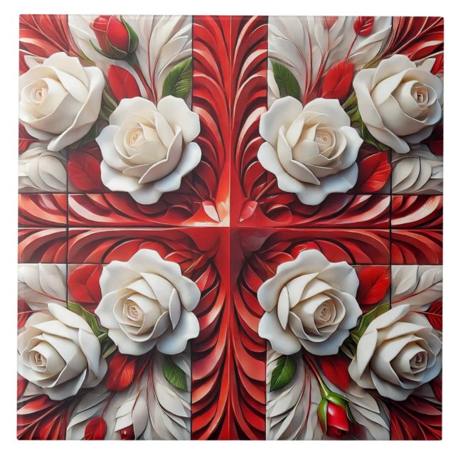 Carreau Carrelage avec design Rose anglais (Devant)