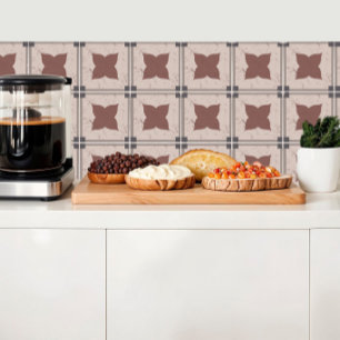 Carreau Carrelage beige avec fleur carrelée et cadre gris