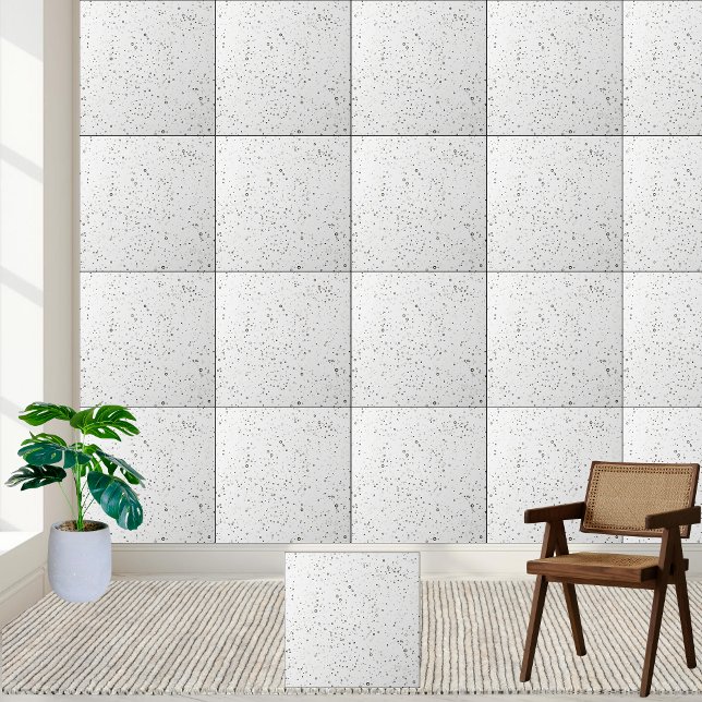Carreau Carrelage blanc moderne noir et doré (Modern White Black and Gold Speckled Tile)