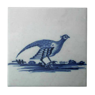 Carreau Carrelage Bleu Delft antique - Grouse dans l'Herbe