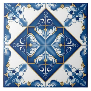 Carreau Carrelage bleu espagnol méditerranéen en céramique