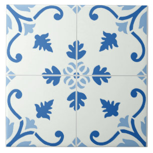 Carreau Carrelage bleu fleuri