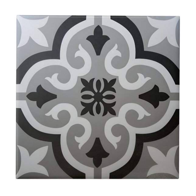 Carreau carrelage bleu gris vintage (Devant)