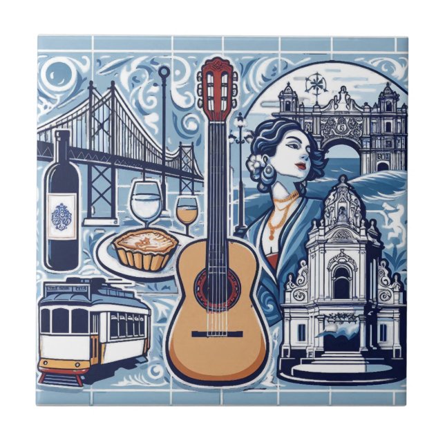 Carreau Carrelage bleu sur Lisbonne et la culture portugai (Devant)