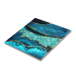 Carreau Carrelage bleu turquoise en marbre brillant Aqua T
