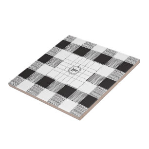 Carreau Carrelage céramique blanc et noir Plaid Love