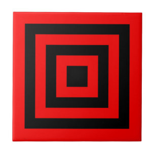 CARREAU CARRELAGE CÉRAMIQUE - CARRÉ NOIR ROUGE