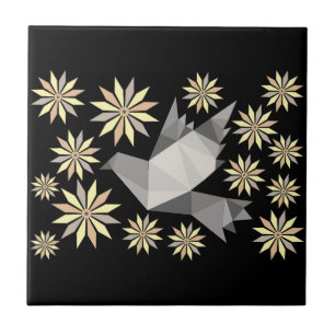 CARREAU CARRELAGE CÉRAMIQUE DÉCORATIF OISEAU DE FLEURS