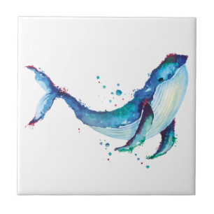 Carreau Carrelage Céramique Élégant Baleine Bleue Aquarell