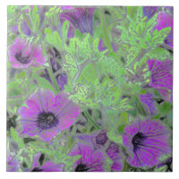 CARRELAGE CÉRAMIQUE FLORALE/PETUNIES POURPULAIRES/