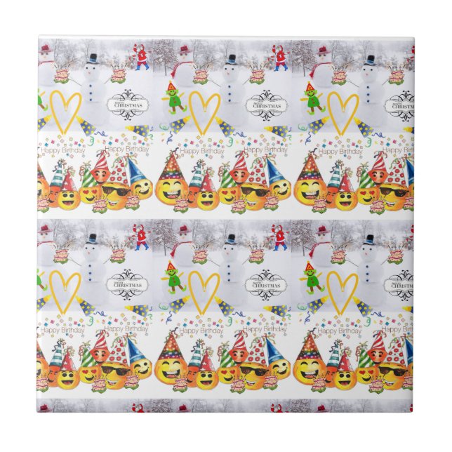 Carreau Carrelage céramique Joyeux Noël Joyeux anniversair (Devant)