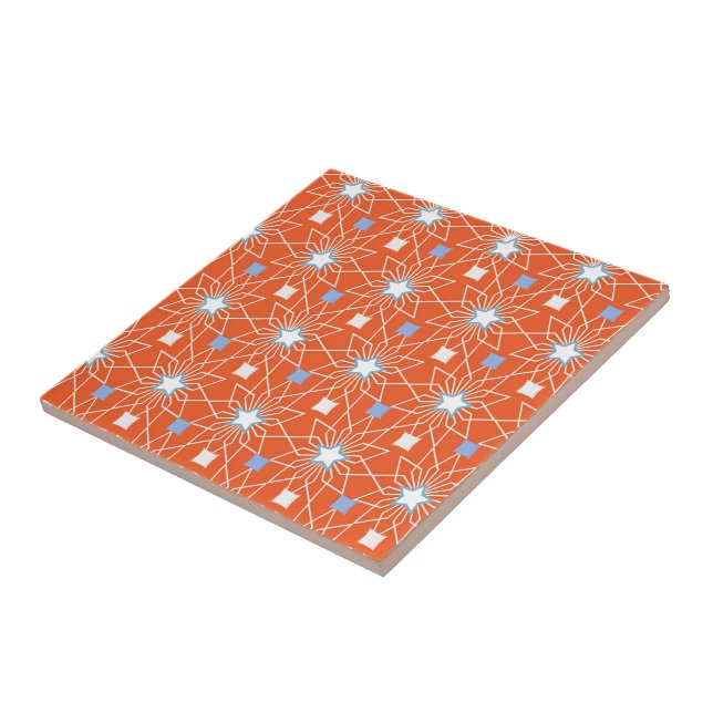 Carreau Carrelage céramique Orange Bleu Étoiles (Côté)